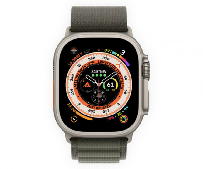 Apple Watch Ultra GPS + Cellular 49mm Titanium Case with Green Alpine Loop - Medium (MQFN3) б/у